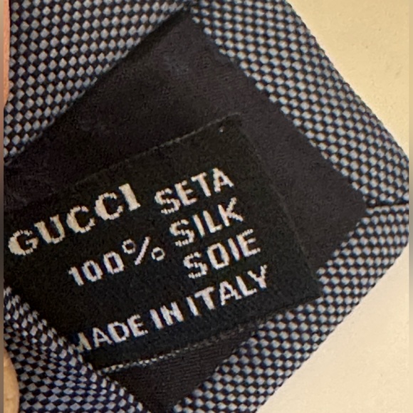 Vintage Gucci Silk Neck Tie Steel Blue Authentic - Picture 7 of 7